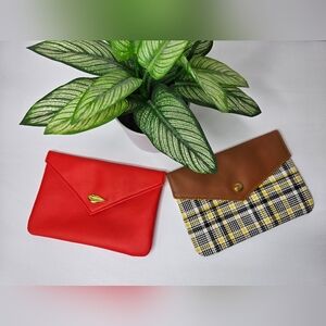 ✨ IPSY Cosmetic Bag Bundle – Plaid & Red Faux Leather Pouches | Bundle & Save! ✨